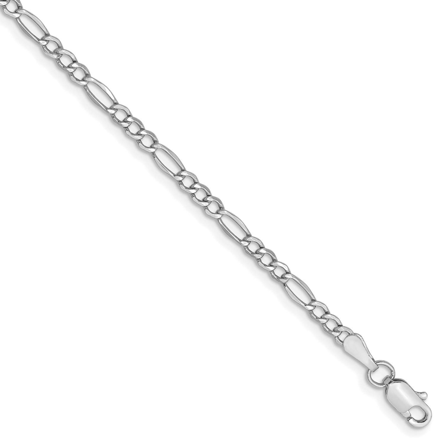 14K White Gold Lightweight Figaro Chain Necklace, Bracelet or Anklet - Elegant Jewelry for Women, Perfect for Everyday Wear, Gifts & Special Occasions