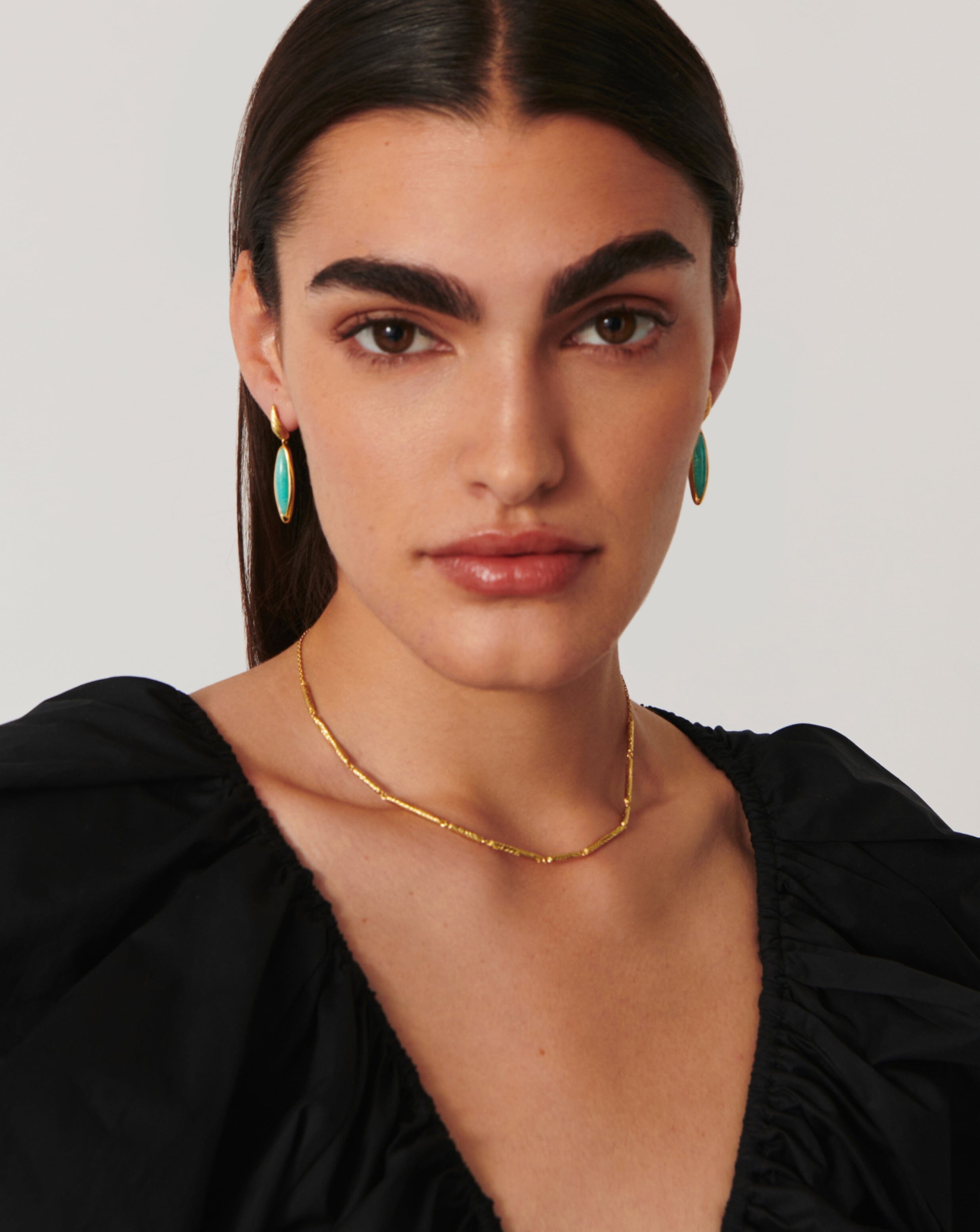 Wavy Ridge Gemstone Double Drop Earrings for Women | Elegant Dangling Jewelry for Party, Wedding & Evening Wear | Handmade Boho Chic Accessories