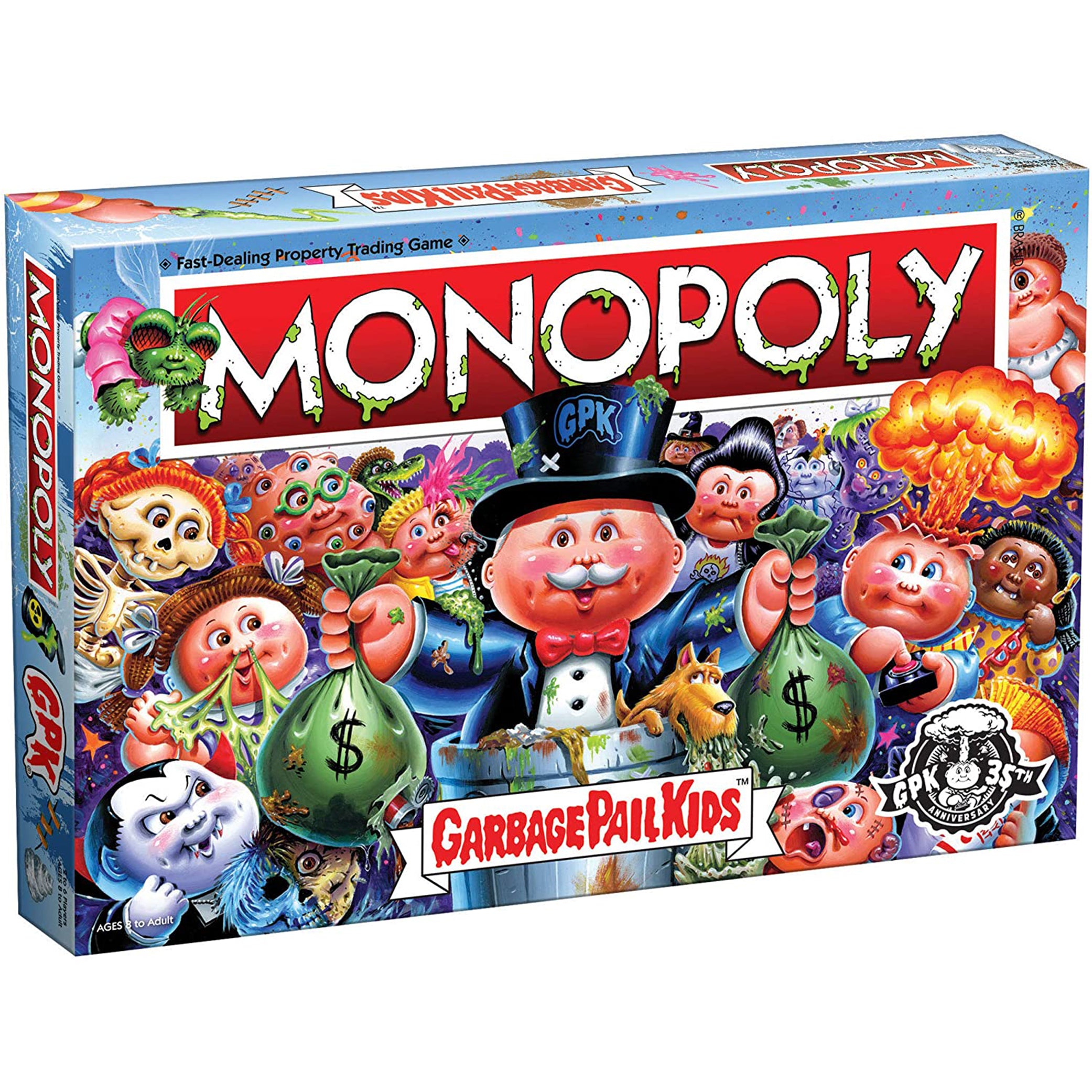 Monopoly Garbage Pail Kids Board Game - Collectible Card Game for Family Game Night & Nostalgic 80s Pop Culture Fans