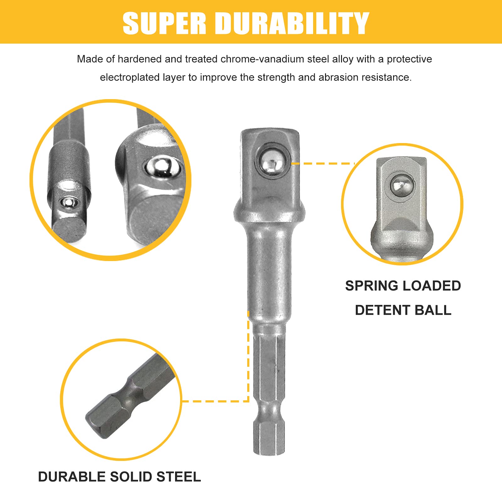 Impact Grade Socket Adapter Set - 3 Piece Extension Kit (1/4