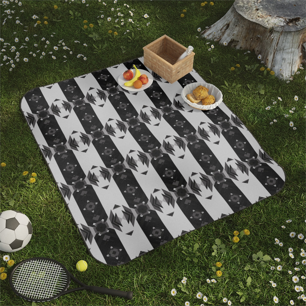 Waterproof Picnic Blanket with Carry Strap - Black Hawn Pattern Outdoor Beach Blanket for Picnics, Camping, and Park Outings - Perfect Gift for Family and Friends