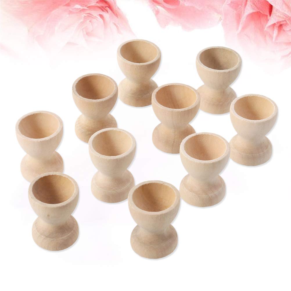PRETYZOOM 12-Piece Wooden Egg Holder Set - Kitchen Countertop & Refrigerator Egg Storage Tray - Natural Wood Egg Cups for Home Organization, Breakfast Display & Party Favors - Perfect for Easter Decor, Farmhouse Kitchen & Brunch Serving