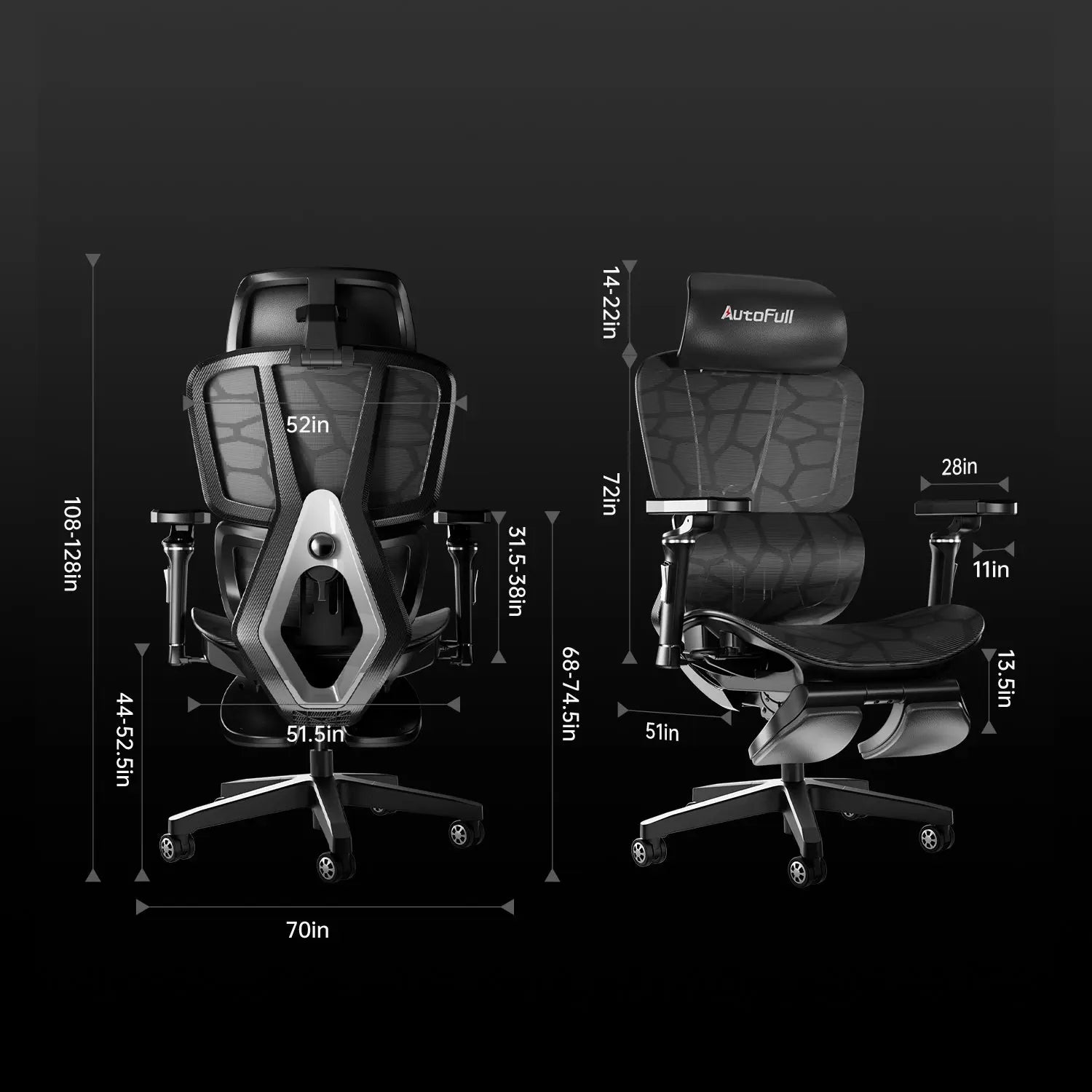 AutoFull G5 Ergonomic Gaming Chair - Adjustable Lumbar Support & Headrest - High Back Racing Style for PC & Office - Perfect for Long Gaming Sessions & Work from Home