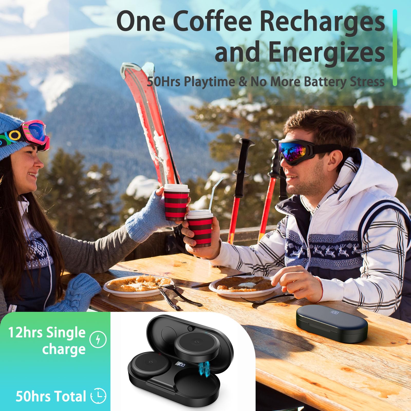 Wireless Ski Helmet Speakers - Bluetooth Stereo Headphones with Built-in Mic & Easy Controls for Snowboarding, Motorcycling | Perfect for Outdoor Sports & Adventure Activities