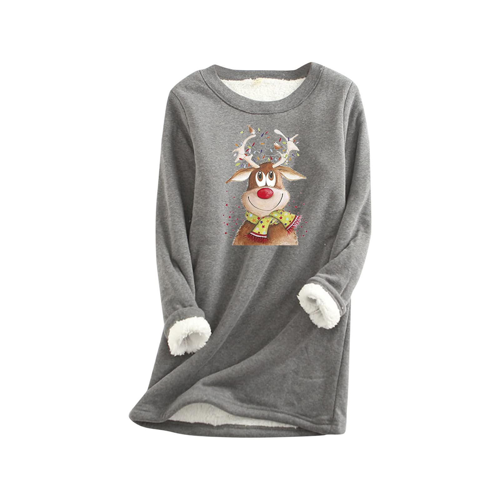 Women's Christmas Print Fleece Hoodie - Warm O-Neck Sweatshirt for Winter | Cozy Holiday Outfit & Casual Wear