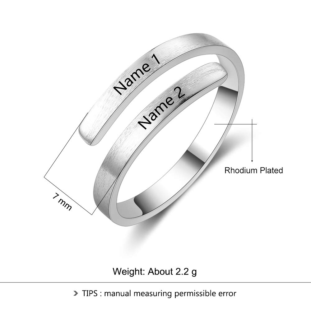 Personalized Adjustable Name Rings for Women - Free Engraved BFF Jewelry Gift Set (2 Names) | Best Friend Spiral Rings for Anniversary, Birthday & Special Occasions