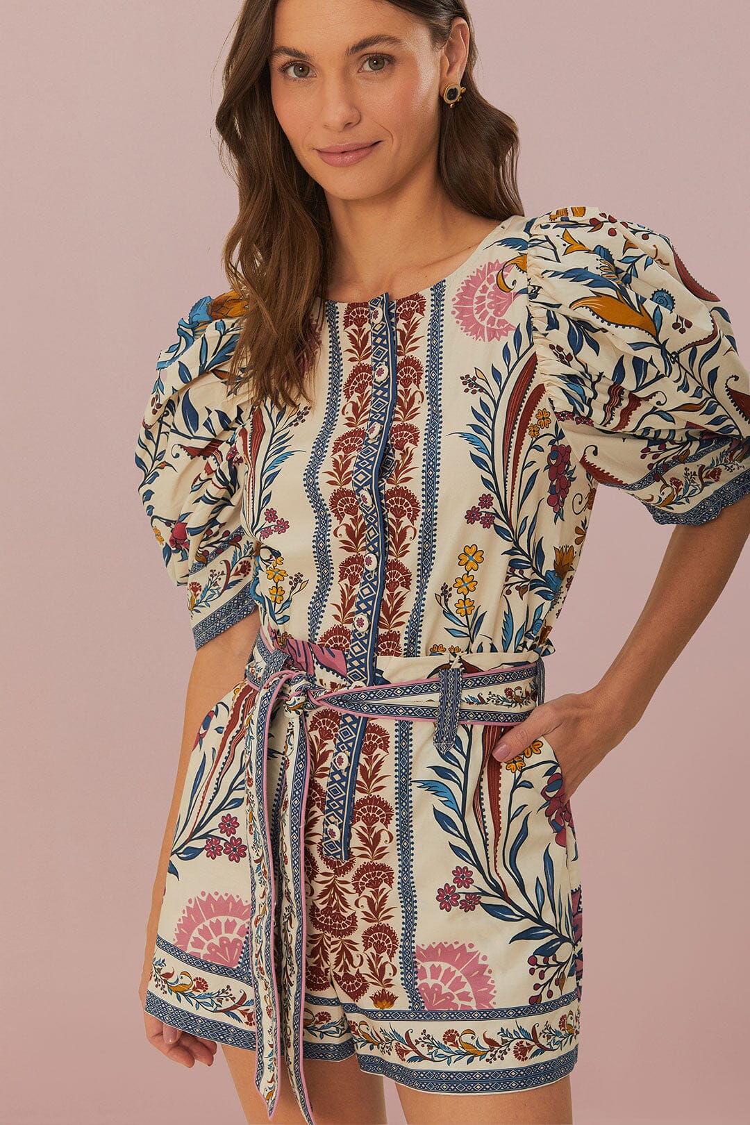 Farm Rio Romantic Lightness Romper - Floral Print Jumpsuit for Women, Summer Boho Chic Outfit, Beach Vacation & Date Night Wear