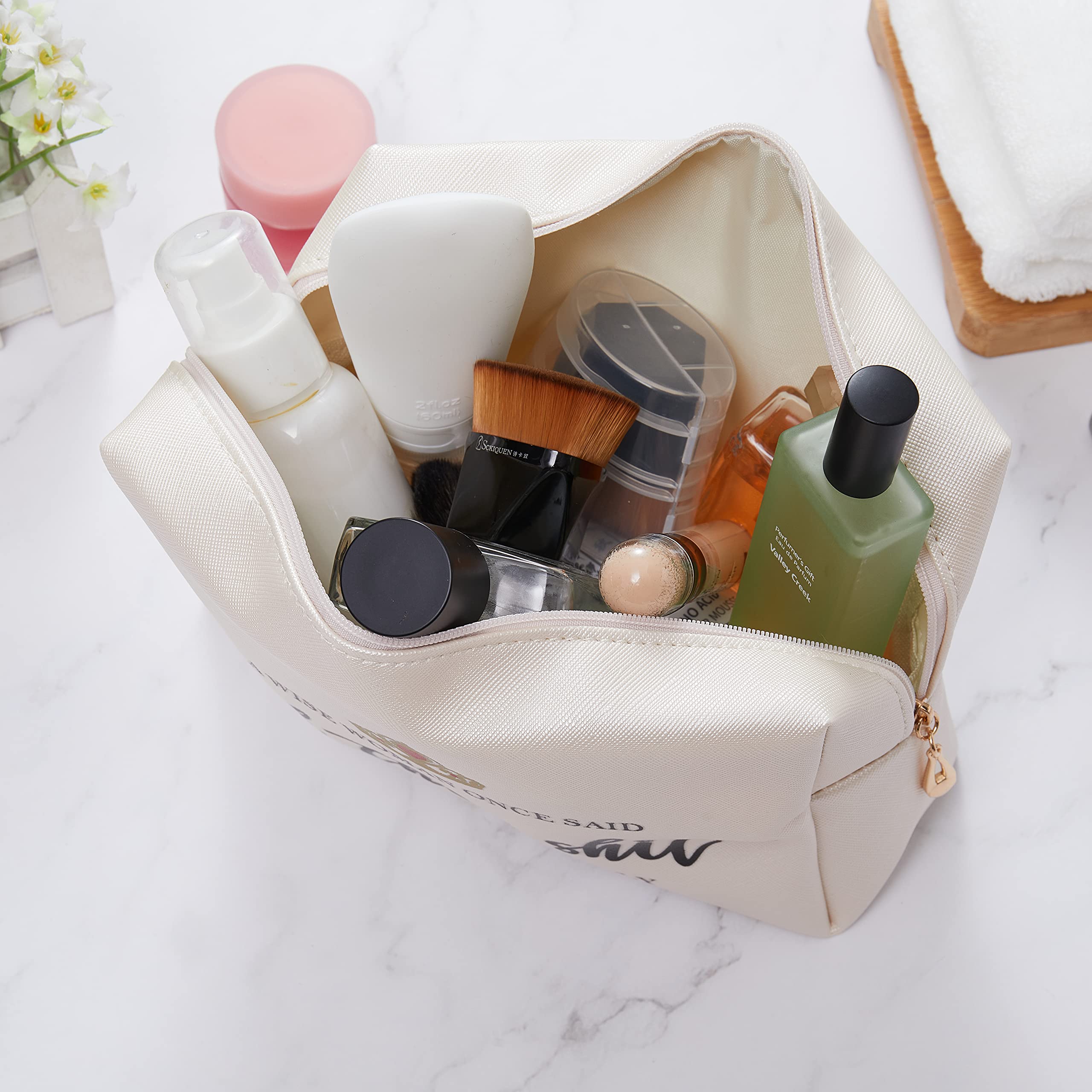 Elegant Leather Makeup Bag - Perfect Birthday, Mother's Day & Retirement Gift for Women, Mom, Wife, Sister, Nurse, Teacher & Best Friend | Funny & Unique Coworker Leaving Gift | Great for Travel, Daily Use & Special Occasions
