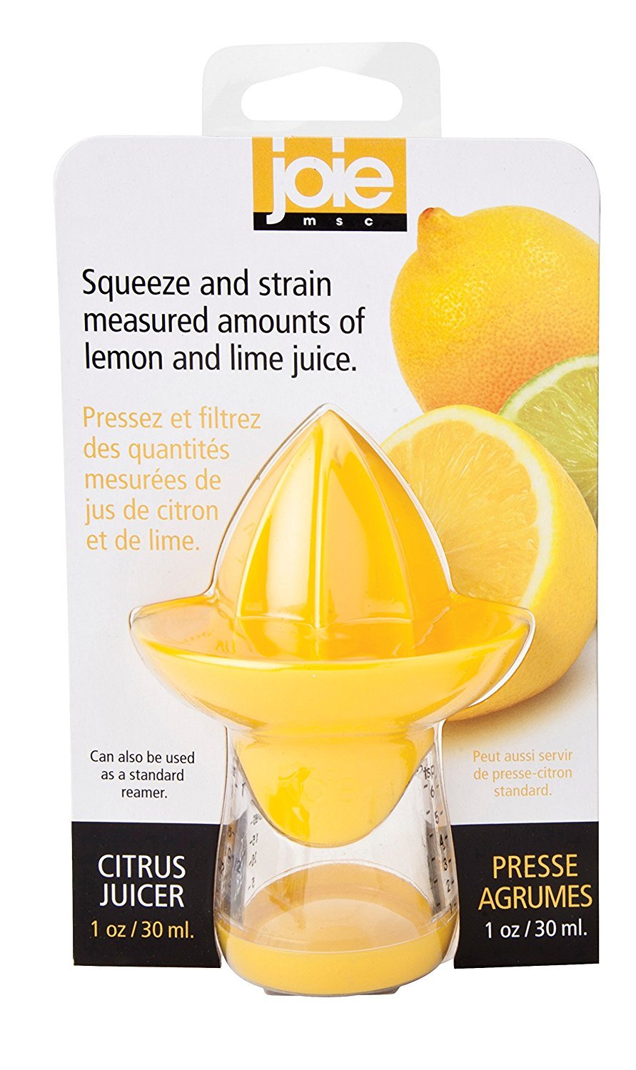 Joie Lemon and Lime Hand Juicer - BPA-Free Citrus Press with Built-In 1oz/30ml Measuring Cup | Easy Squeezing & Straining | Dishwasher Safe | Perfect for Cocktails, Baking & Fresh Juice at Home