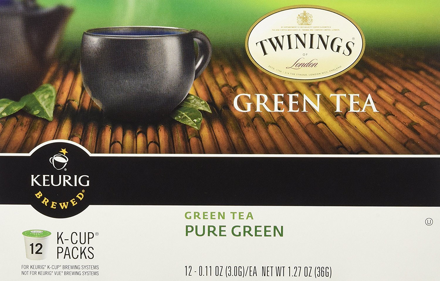 Twinings Pure Green Tea K-Cup Pods - 12 Count | Refreshing & Antioxidant-Rich | Perfect for Keurig Brewers at Home or Office