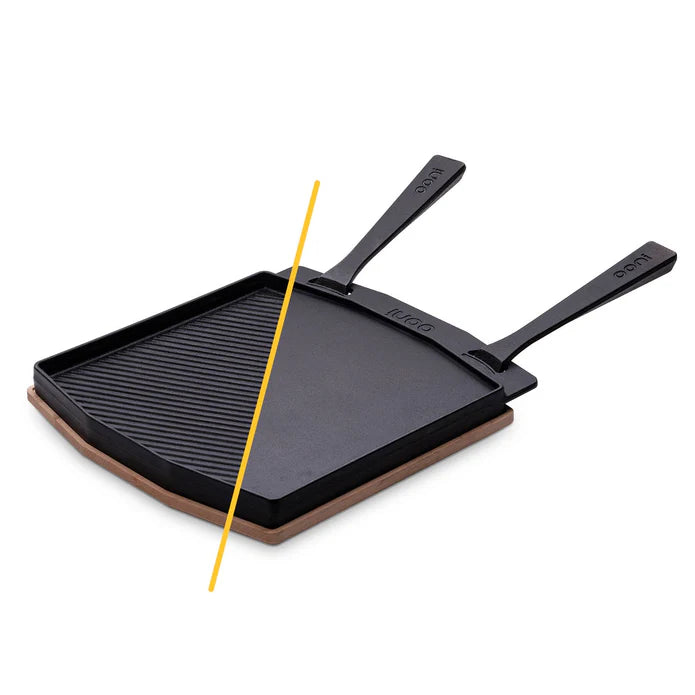 Ooni Dual-Sided Grizzler Plate for Pizza Ovens - Premium Cast Iron Griddle for Outdoor Cooking, Grilling & BBQ Accessories - Perfect for Backyard, Camping & Tailgating Parties