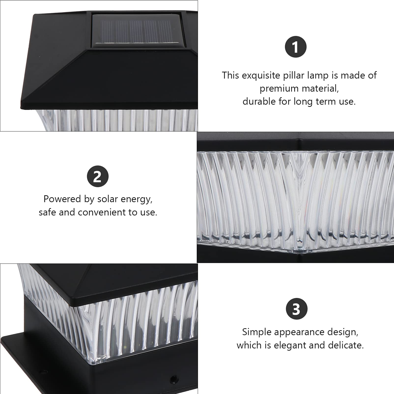 OSALADI 2 Pack Solar Post Lights Outdoor - Waterproof LED Solar Pillar Lamps for Garden, Pathway, Patio, Yard & Landscape Decoration - Dusk to Dawn Auto On/Off Lighting for Home & Commercial Use