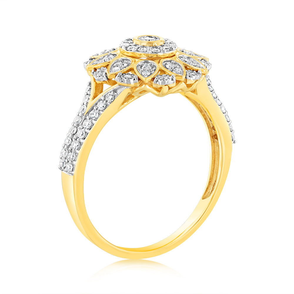 1/2 Carat Luminesce Lab Grown Diamond Ring in 9K Yellow Gold - Elegant Engagement & Wedding Jewelry for Women