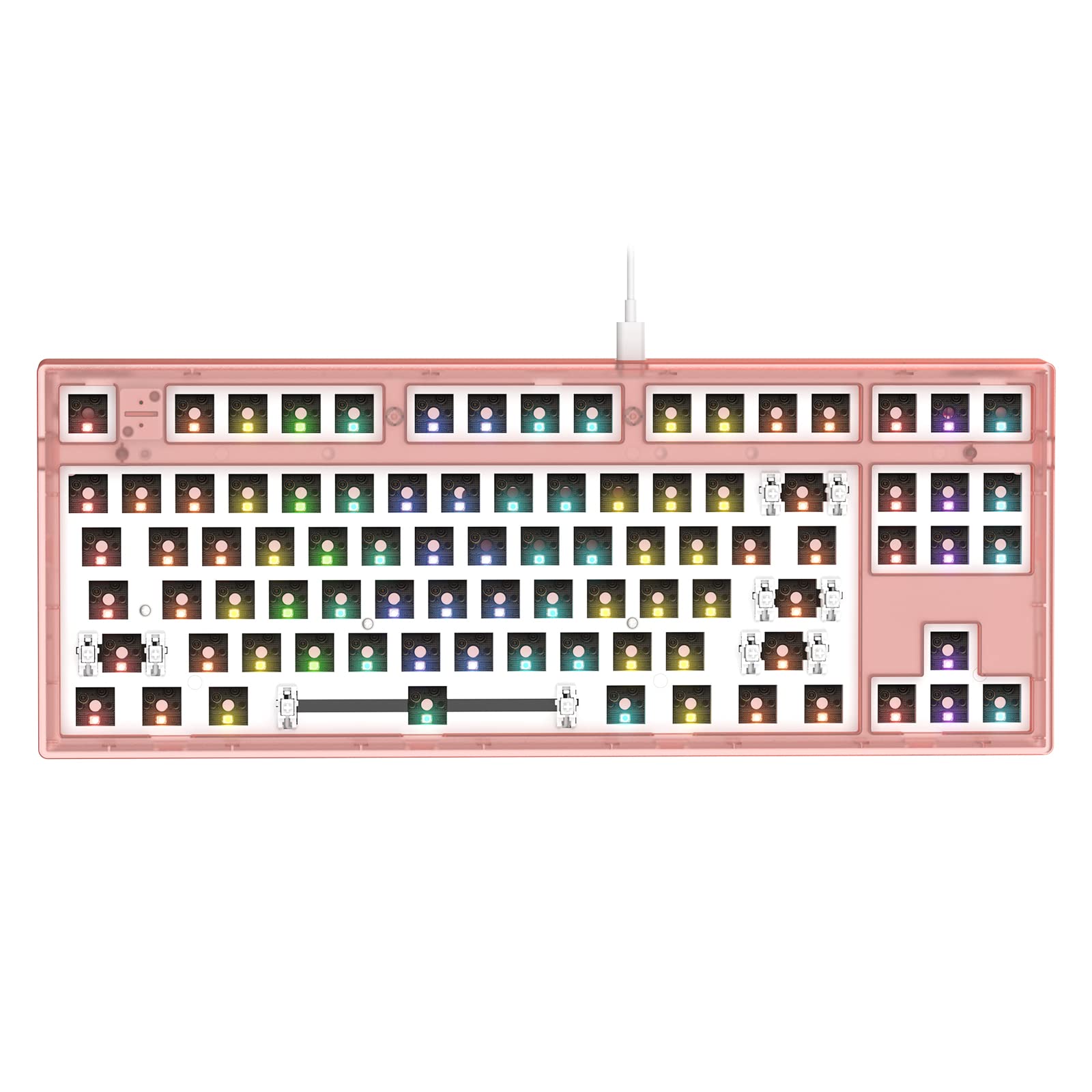 MK870 87-Key RGB Mechanical Keyboard - Hot-Swap, DIY Gaming Keyboard for PC & Mac (Frosted Pink)
