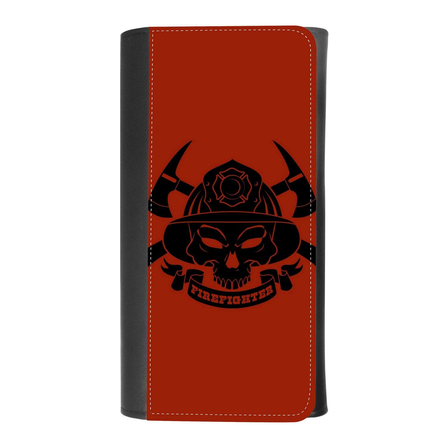 Firefighter Skull Women's Leather Trifold Wallet with Credit Card Holder & Smartphone Protection - Stylish Bifold Wallet for Women, Perfect for Everyday Use, Travel, and Gifts