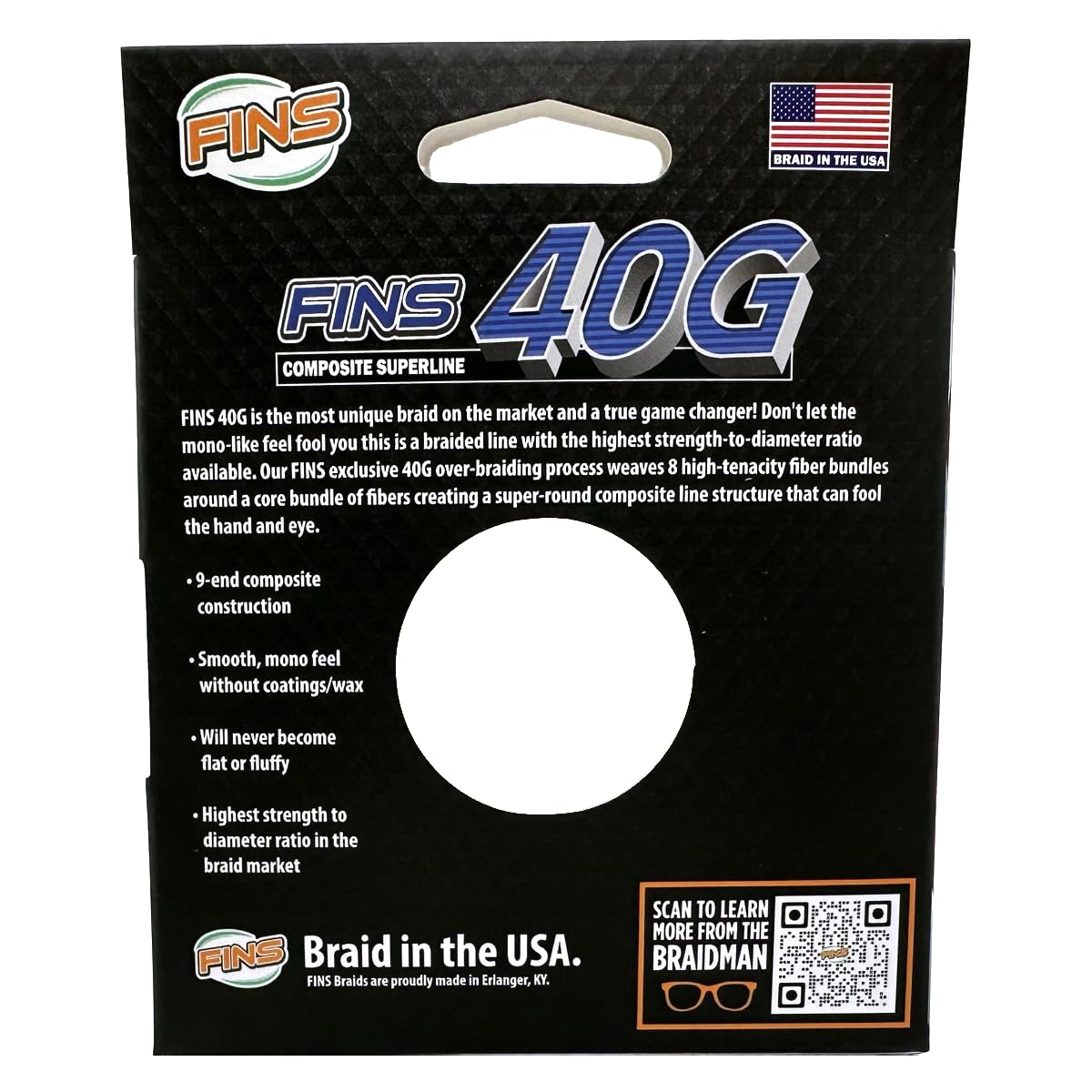 40G Super Round Braided Fishing Line - High Strength-to-Diameter Ratio, Smooth Monofilament Feel, 8 Fiber Bundle Over-Braiding, No Fluff Design - Made in USA | Perfect for Saltwater & Freshwater Fishing, Casting, Trolling & Bass Angling