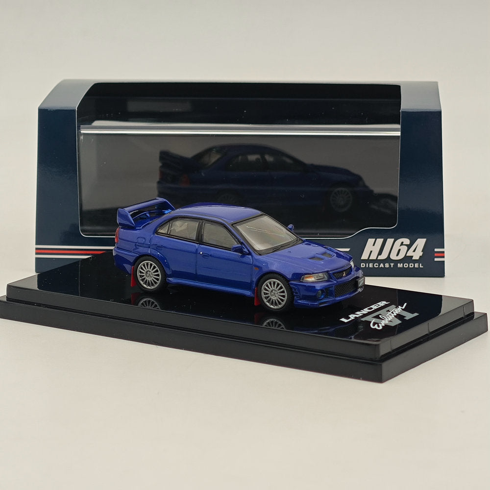 1/64 Scale Mitsubishi Lancer Evo VI GSR (CP9A) 1999 Model Diecast Car - Hobby Japan HJ642033ABLP Blue | Collectible Miniature Vehicle for Display & Racing Simulation