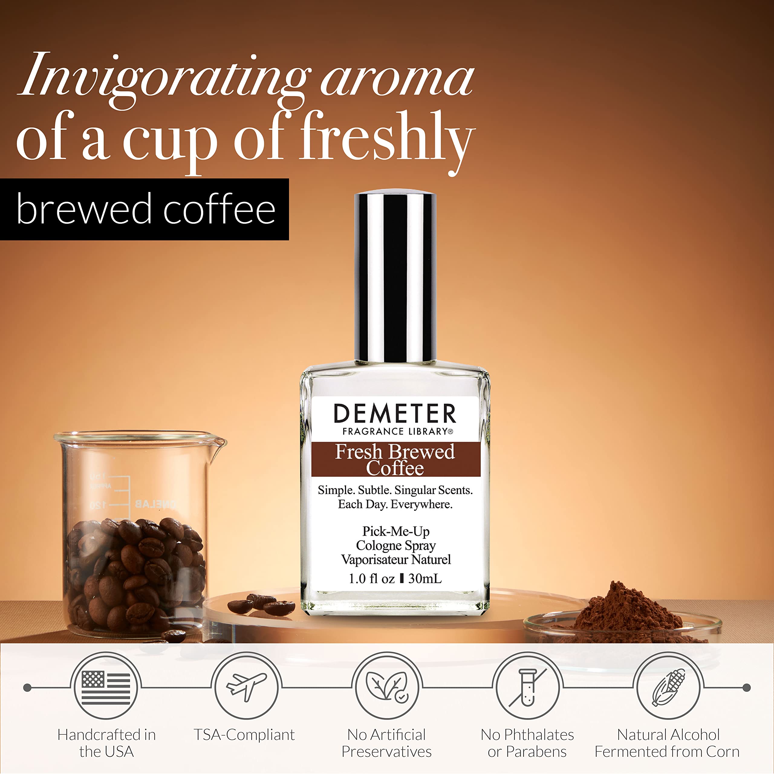 Demeter Fresh Brewed Coffee Cologne Spray - 1 oz Unisex Perfume for Women & Men | Long-Lasting Scent for Work, Date Night & Everyday Wear