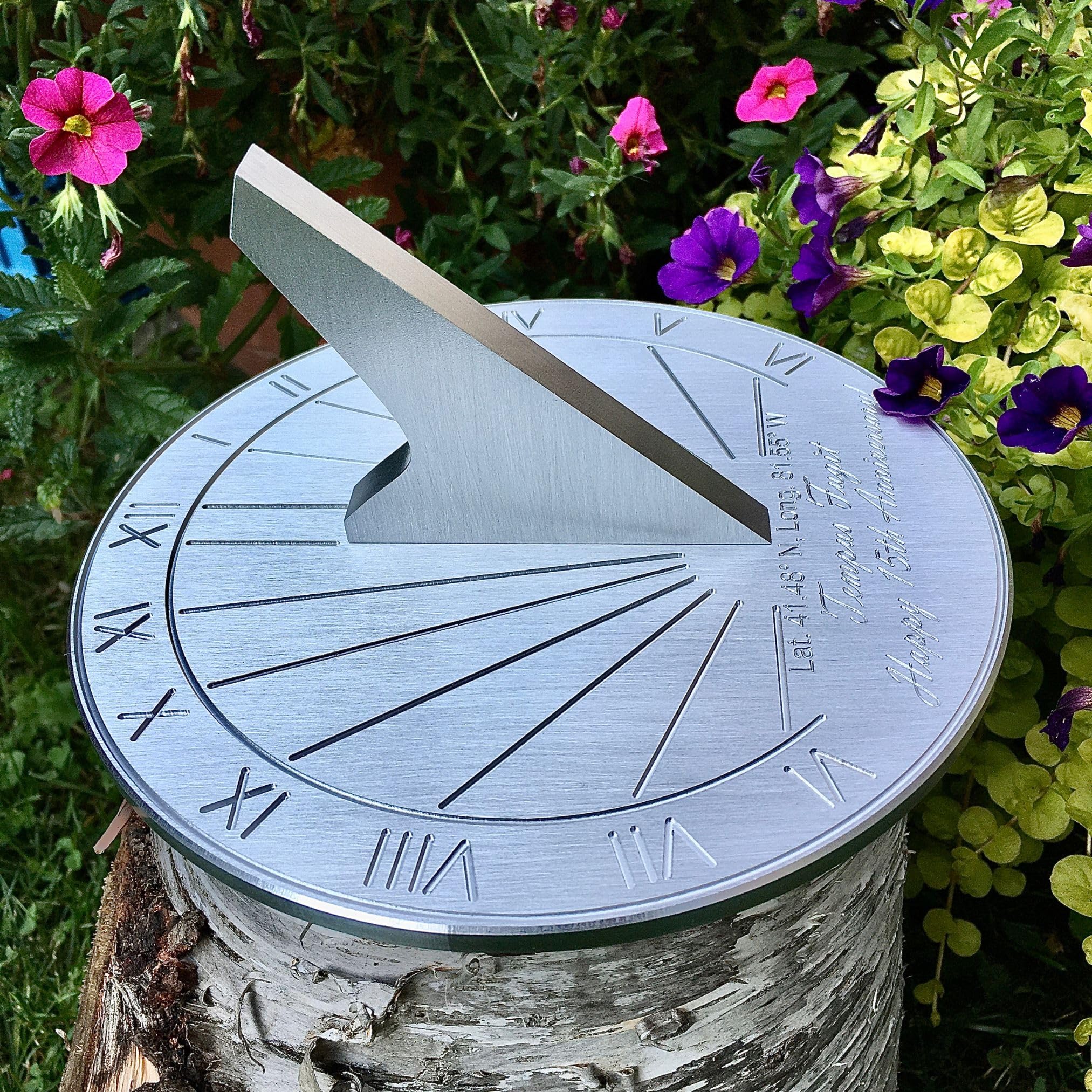 15th Wedding Anniversary Sundial Gift - Personalized Engraved & Calibrated 15 Year Anniversary Present for Him, Her & Couples (8 Inch) - Perfect for Outdoor Garden Decor, Romantic Backyard Keepsake & Unique Anniversary Celebration Gift Idea