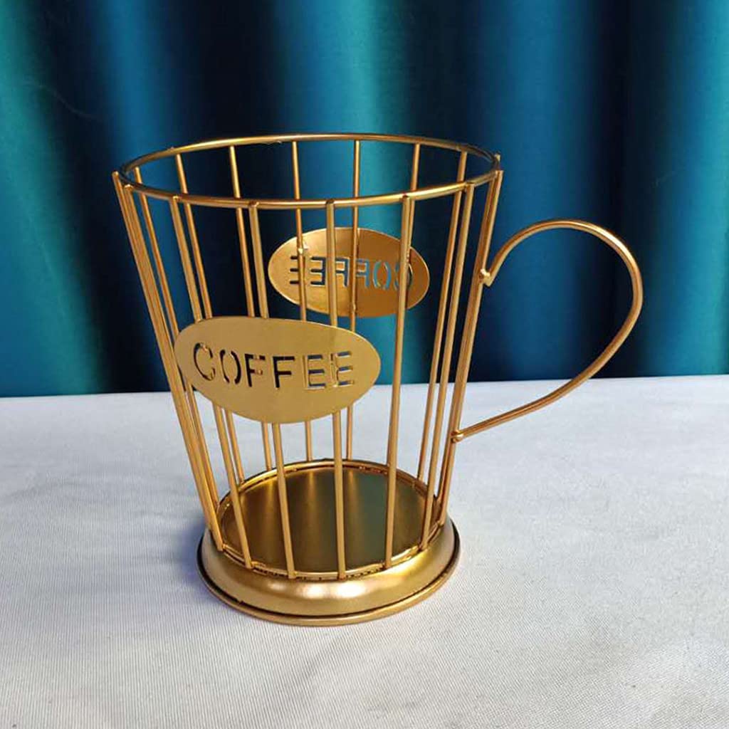 SHUANGSHI Metal Coffee Pod Holder - Iron Art Candle & Creamer Container - Stylish Kitchen & Office Organizer for Coffee Bars - Gold Finish | Perfect for Home Decor & Coffee Station Organization