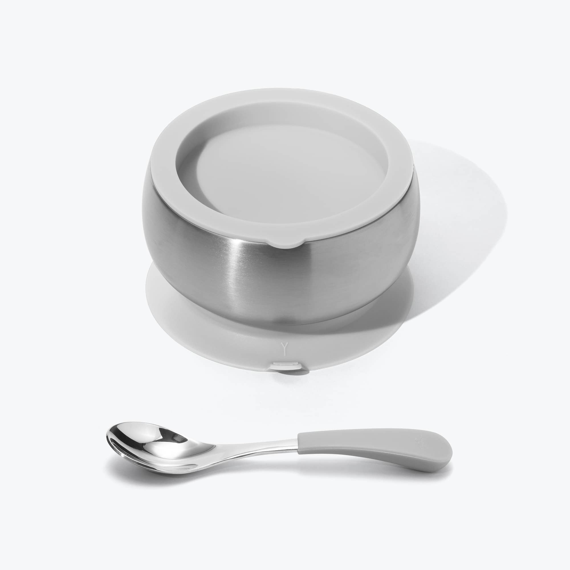 Avanchy Stainless Steel Baby Bowl with Spoon Set - BPA Free, Leak Proof Lid - Perfect for Toddler Meals, Travel & On-the-Go Feeding (Grey)