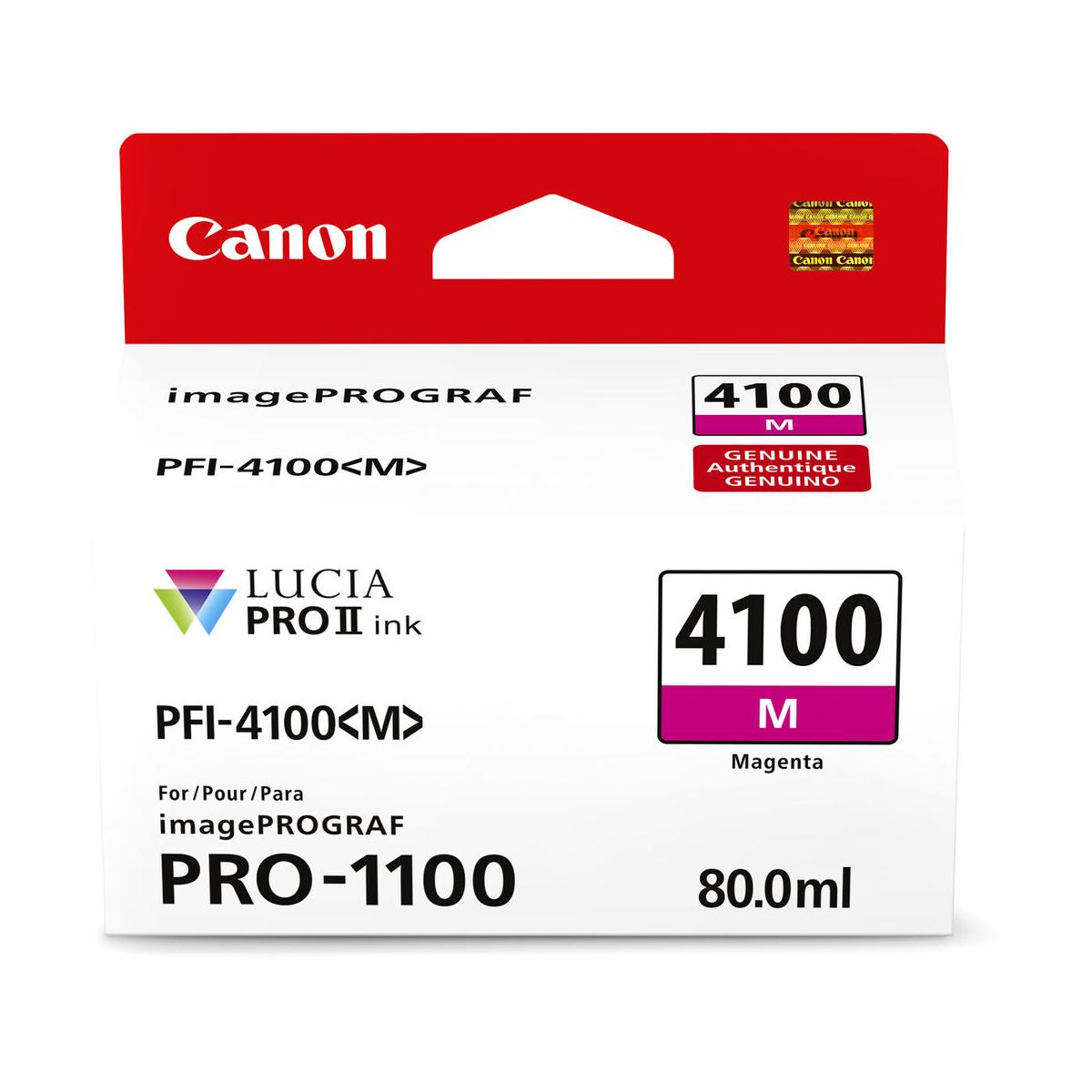 Canon PFI 4100 Magenta Pigment Ink Tank 80mL for PRO-1100 Printer | High-Quality Photo Printing Ink | Ideal for Professional Photography & Fine Art Printing