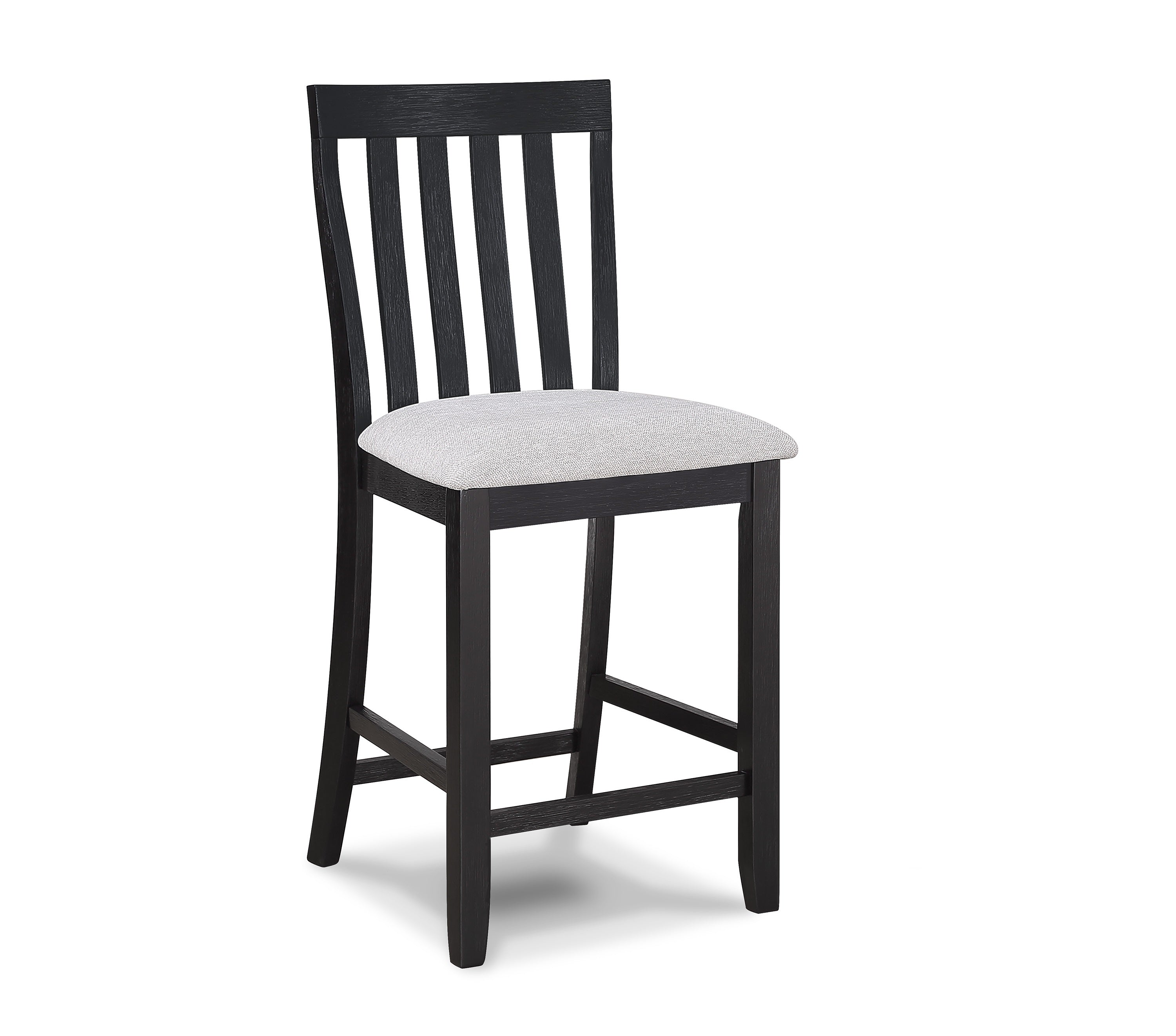2-Piece Black and Light Gray Counter Height Wooden Dining Chairs with Slat Back - Perfect for Kitchen Islands, Breakfast Bars & Small Space Dining Rooms
