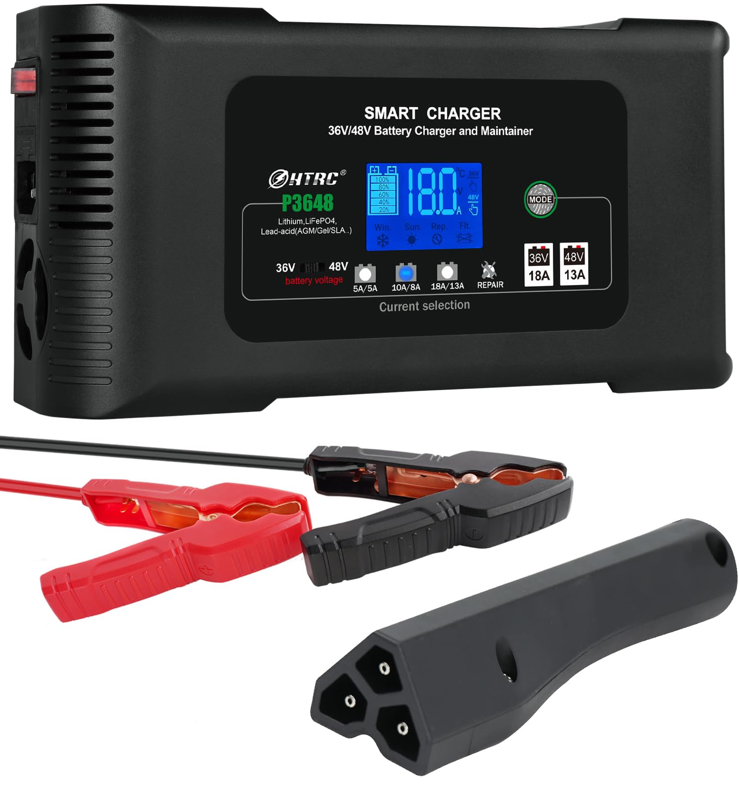 Haisito 36V 48V Golf Cart Battery Charger - Smart Charger for Lead-Acid, Lithium & LiFePO4 Batteries - Compatible with EZGO RXV & Golf Carts - Trickle Charge Mode - Perfect for Home, Club & Course Maintenance
