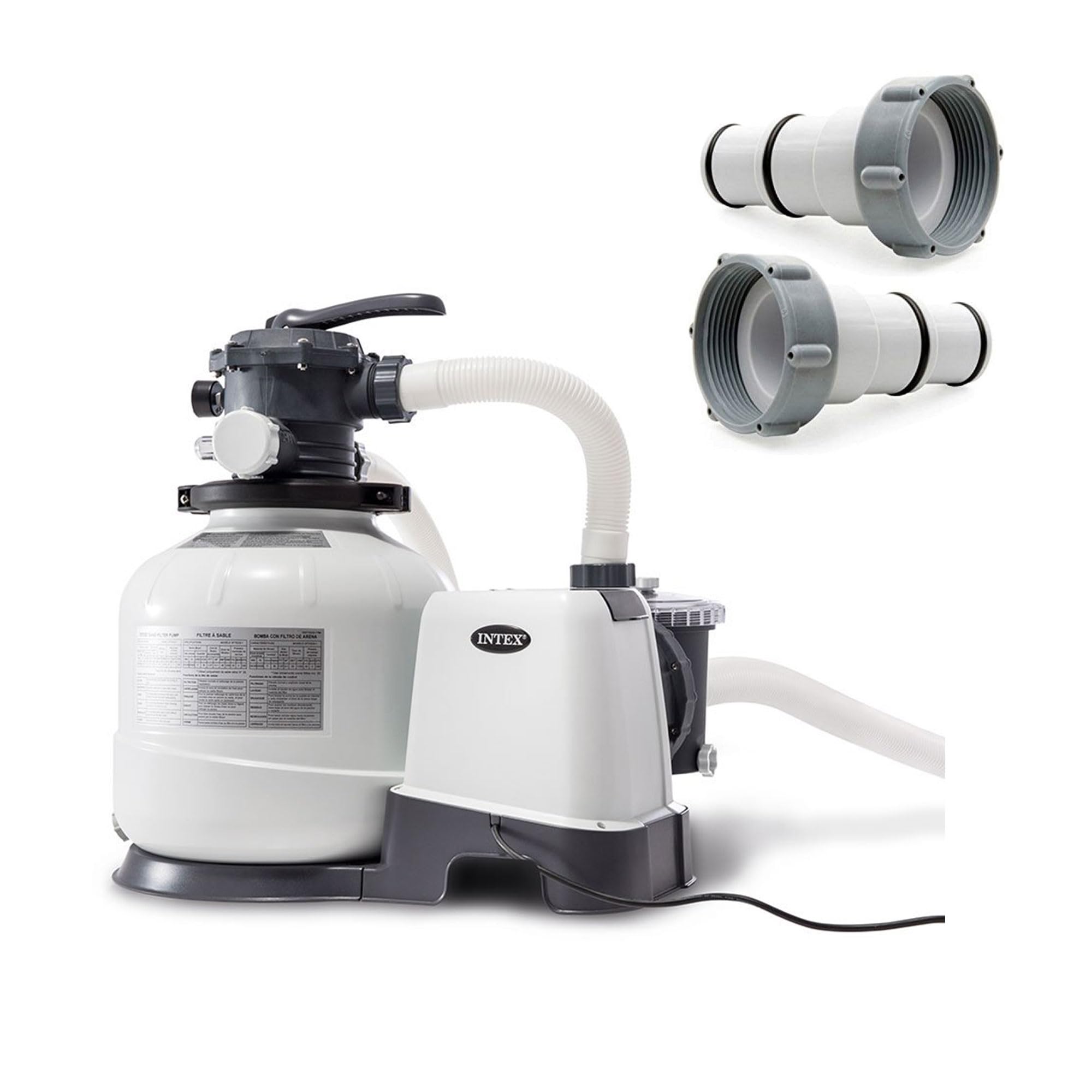 Intex 2800 GPH Above Ground Pool Sand Filter Pump with Threaded Hose Adapters (2-Pack) - Powerful Filtration System for Inground & Above Ground Swimming Pools, Spas, and Backyard Water Features