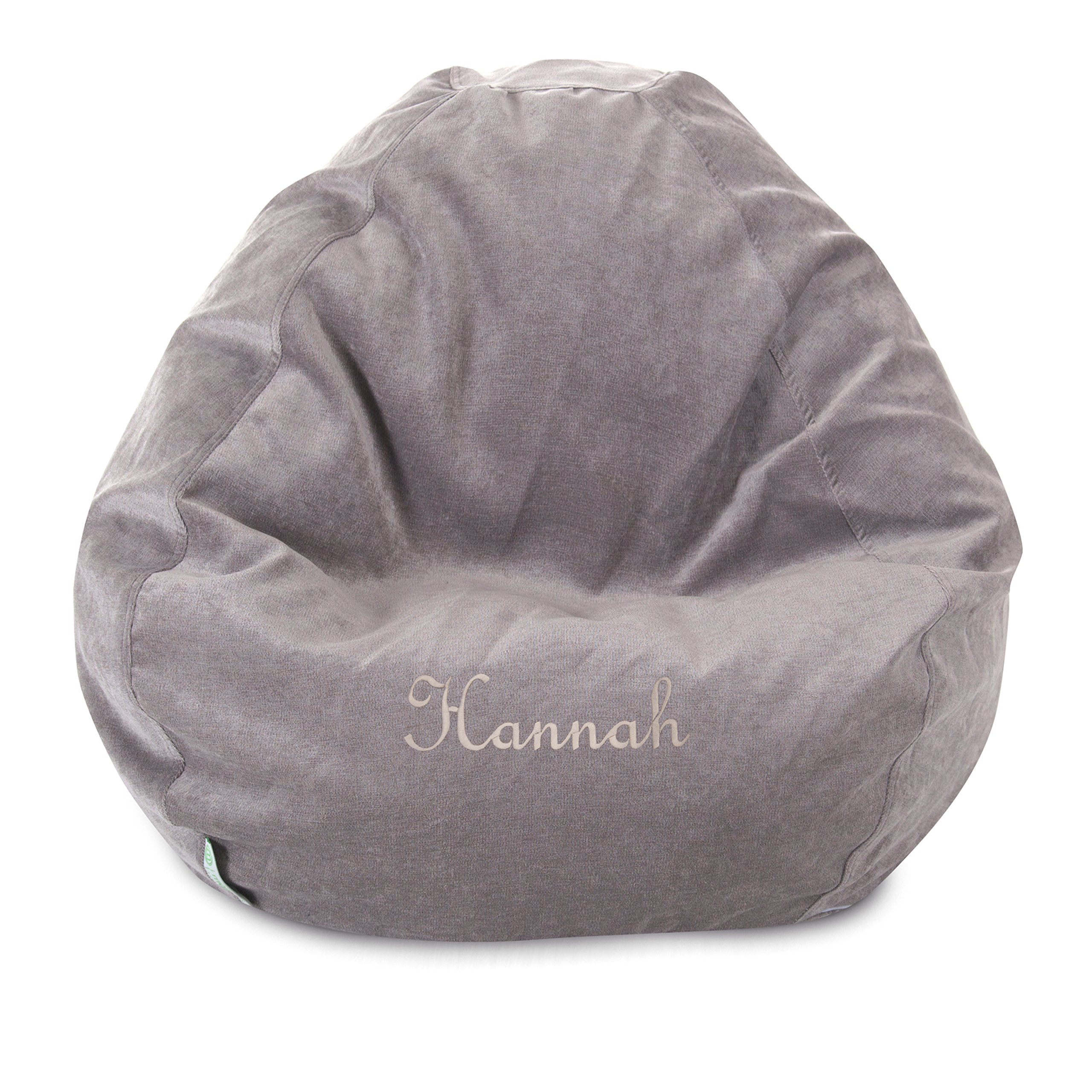 Majestic Home Personalized Embroidered Classic Bean Bag Chair - 36x36x25 Inch Vintage Bean Bags for Adults & Kids, Perfect for Living Room, Bedroom, and Playroom Comfort