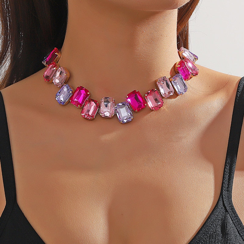 Elegant Women's Crystal Choker Necklace - Sparkling Rhinestone Collar Jewelry for Party, Wedding & Evening Wear