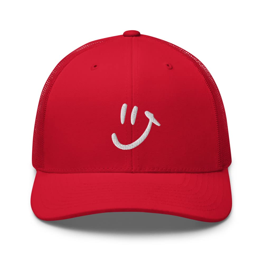 Smiley Face Embroidered Trucker Hat - Cute Emoji Baseball Cap for Men & Women - Perfect for Outdoor Activities, Concerts, and Casual Wear
