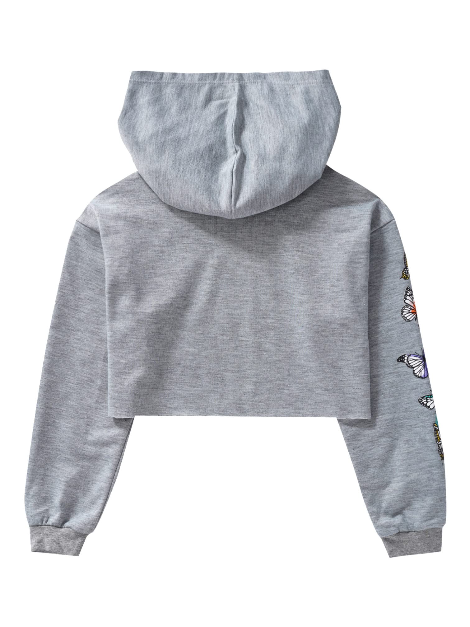 iiniim Kids Girls Teens Hooded Cropped Long Sleeve Sweatshirt Pullover - Casual Loose Blouse Shirt Tops for School, Playdates & Everyday Wear