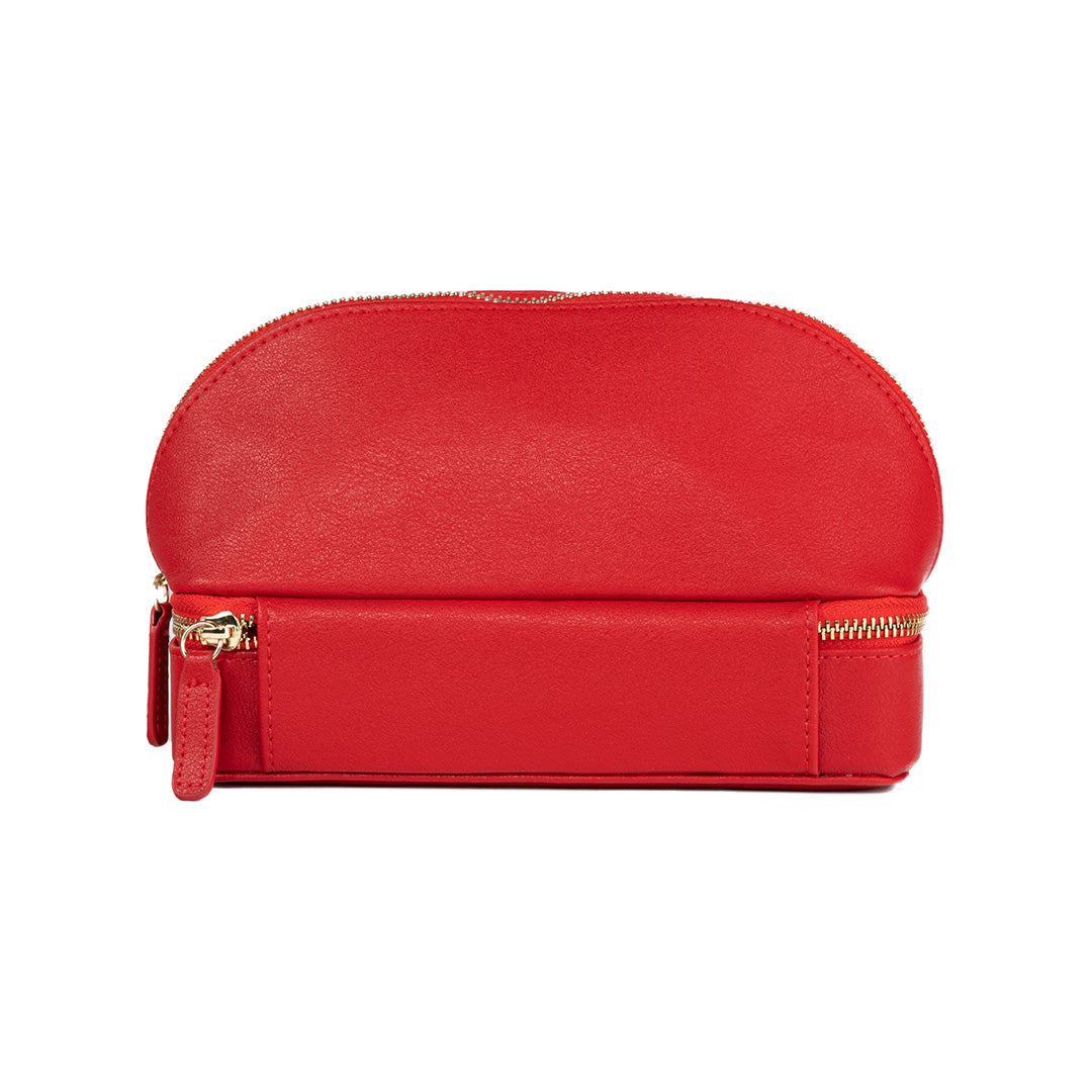 Stylish Red Travel Jewelry Case - Compact & Secure Jewelry Organizer for Necklaces, Rings & Earrings - Perfect for Vacations, Business Trips & Gifts