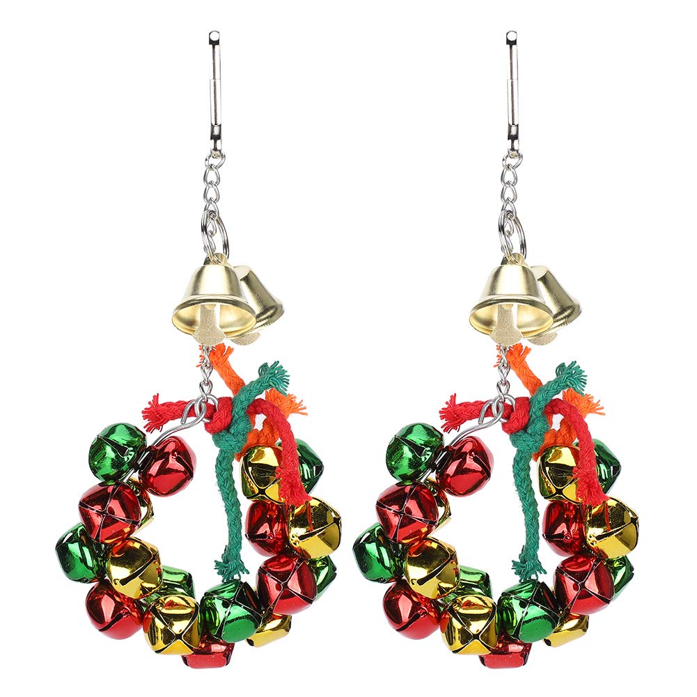 2PCS Parrot Bell Garland Toy - Hanging Bird Cage Decor with Swing for Parrots, Cockatiels & Small Birds - Perfect for Playtime & Cage Enrichment