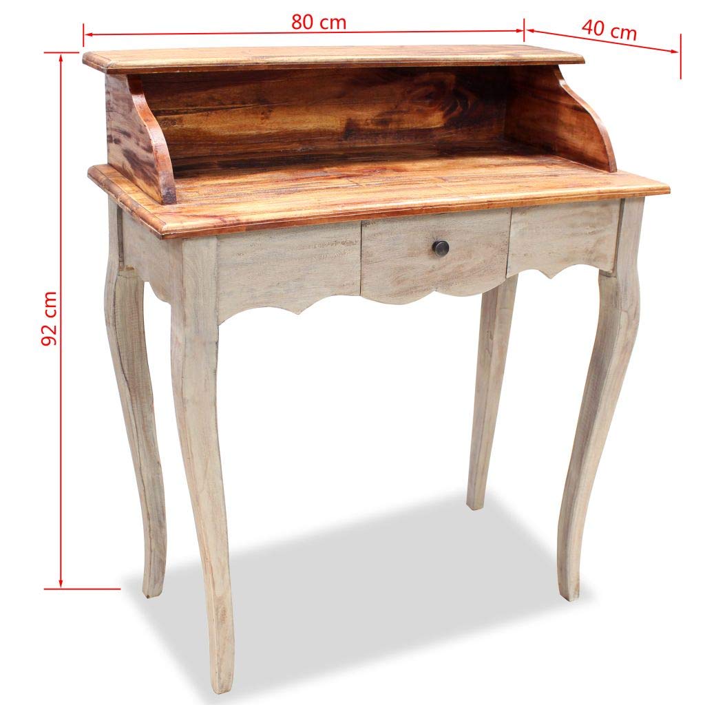 Handmade Reclaimed Wood Writing Desk with Storage Drawers & Compartment | 31