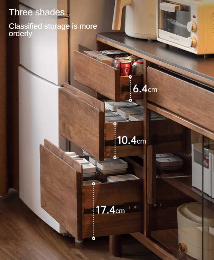 Premium Black Walnut Solid Wood Sideboard - Modern Luxury Buffet Cabinet for Dining Room, Living Room & Entryway Storage