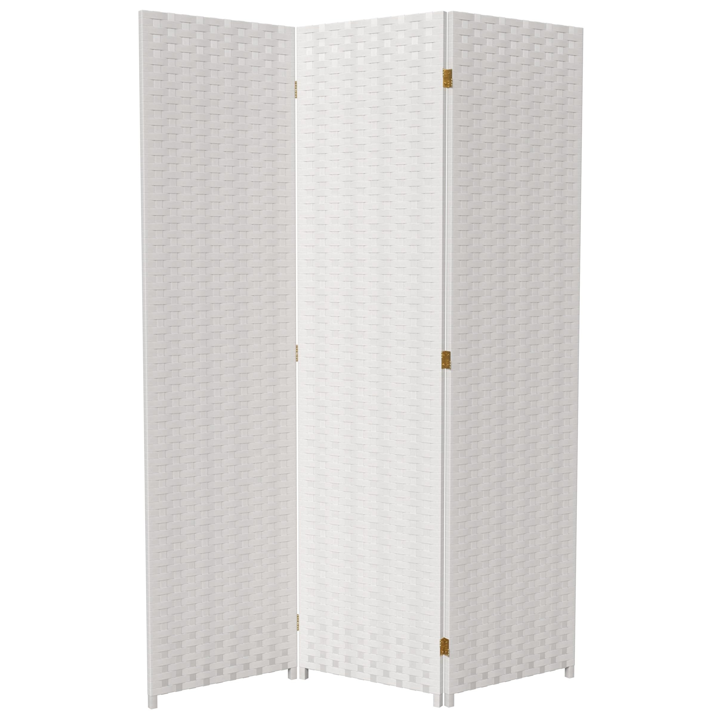 6 ft. Tall Woven Fiber Room Divider - 3 Panel White Red Lantern for Home Decor, Living Room Partition & Asian Style Room Separation