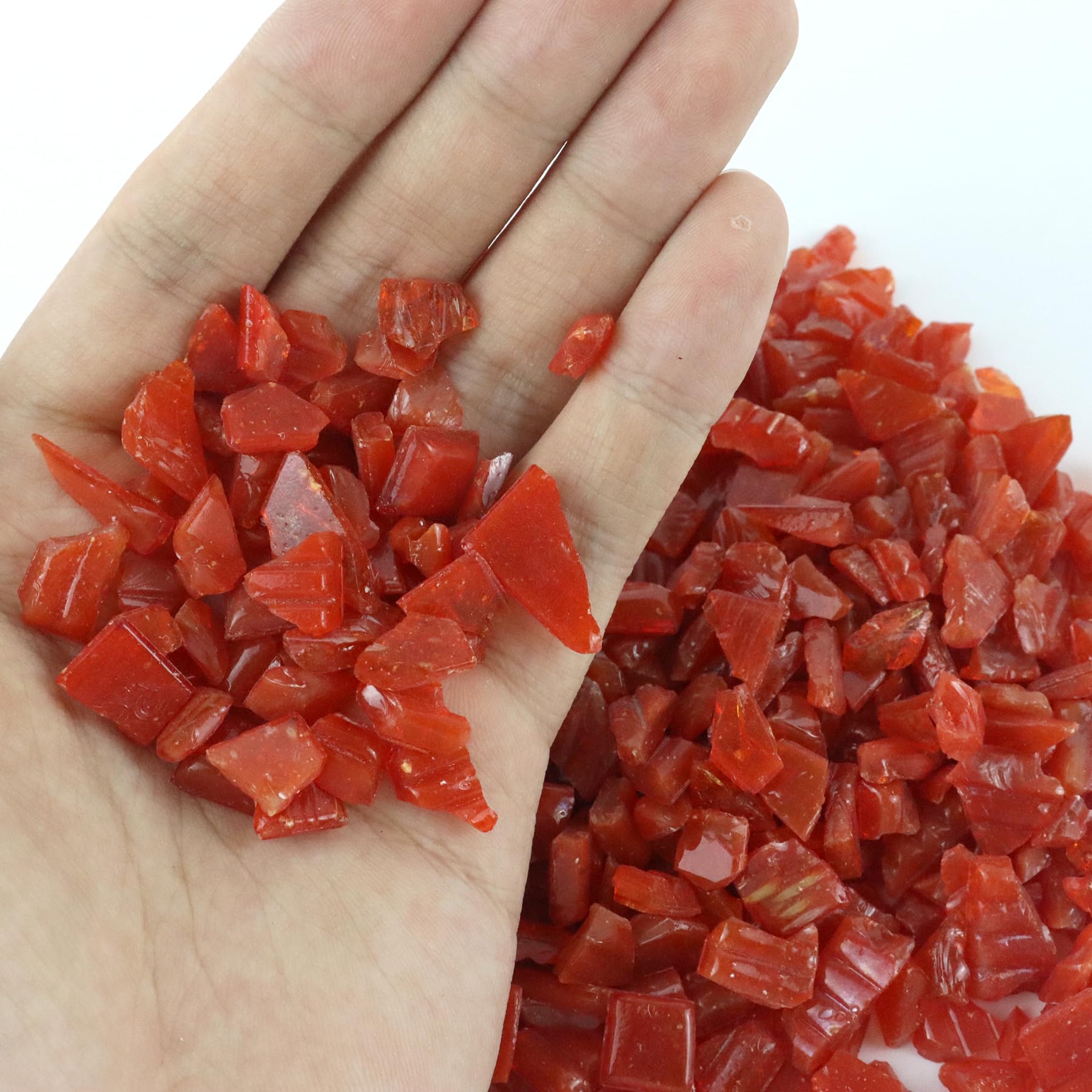 Crushed Fire Glass 6-9mm for Fire Pits, Resin Art & Home Decor - 1lb Red