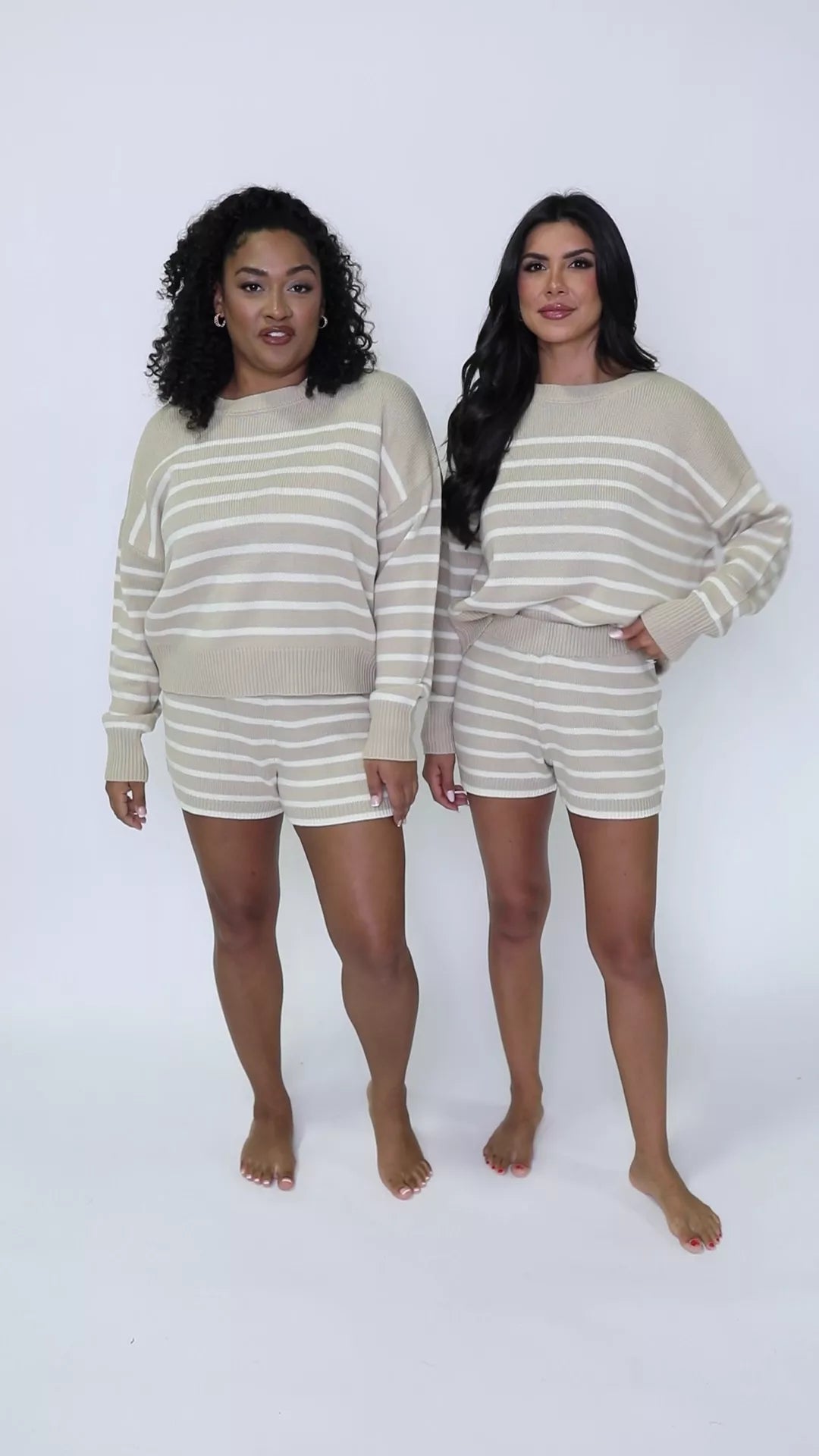 What Goes Around Taupe Striped Sweater Lounge Set - Cozy Women's Loungewear for Home & Casual Outings - Final Sale