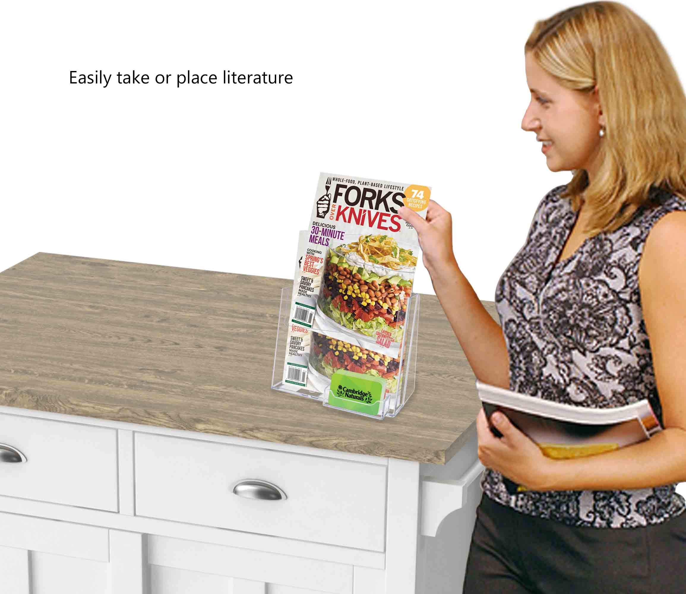 12 Pack Clear Acrylic Brochure Holders - Multi Slot Display Stand for 3.5
