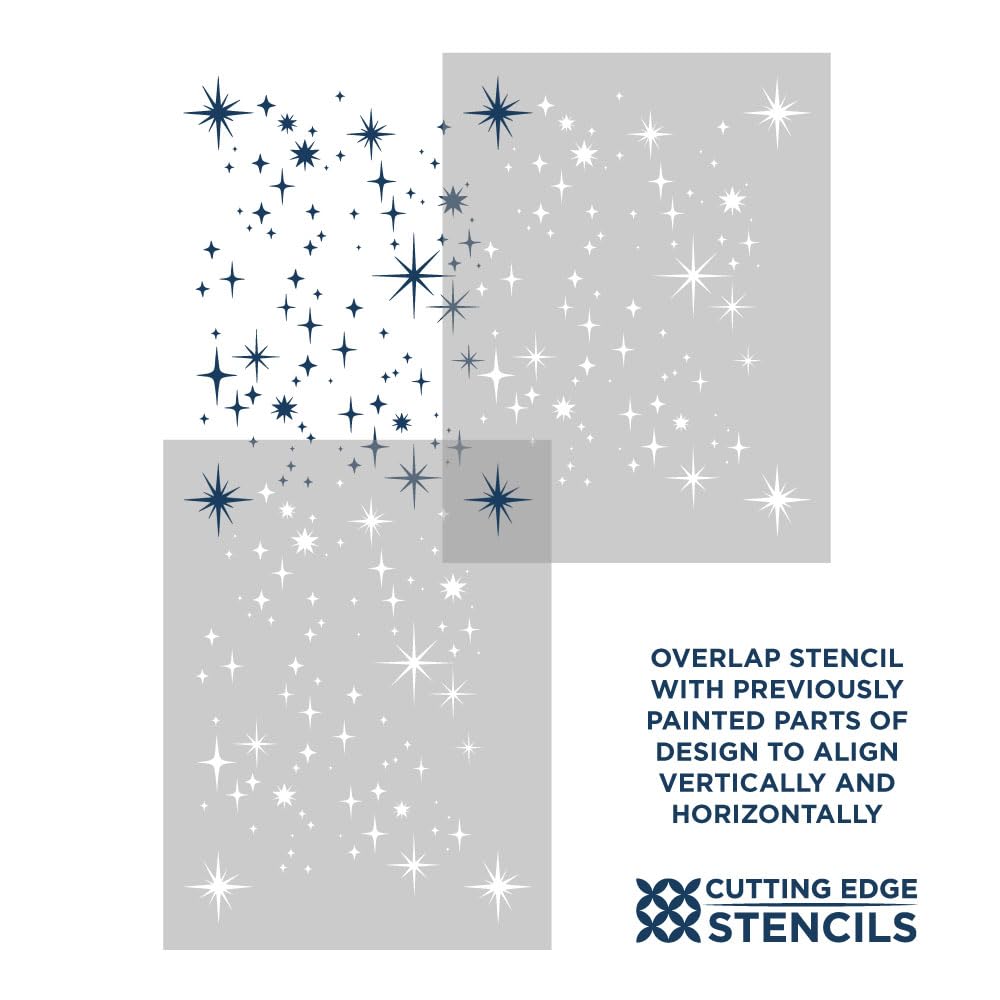 Night Stars Wall Stencils for Painting - Large DIY Cosmic Pattern Stencil Kit for Bedroom & Nursery Decor - Reusable Wall Art Templates for Home Painting Projects (Perfect for Kids Rooms, Ceiling Decor & Creative Wall Designs)