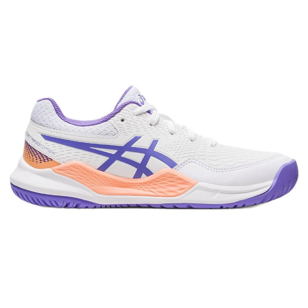 ASICS Gel Resolution 9 GS Junior Tennis Shoes for Kids - Lightweight & Supportive Court Sneakers (White/Purple) - Perfect for Junior Tennis Training & Competitive Matches