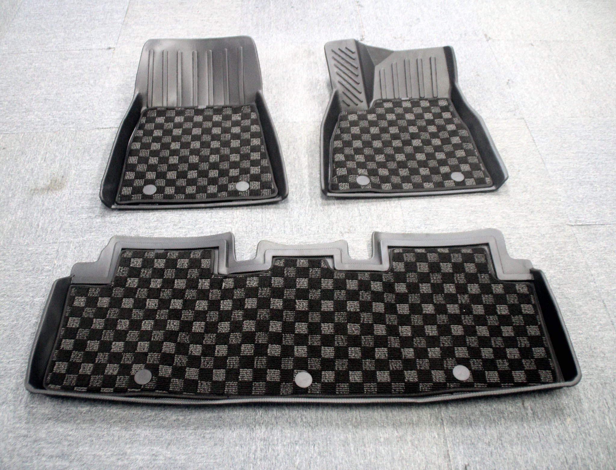 Checkered Floor Mats for 2017-2024 Tesla Model S (Right Hand Drive) - Premium Car Floor Protection, Perfect for Daily Commuting & Road Trips