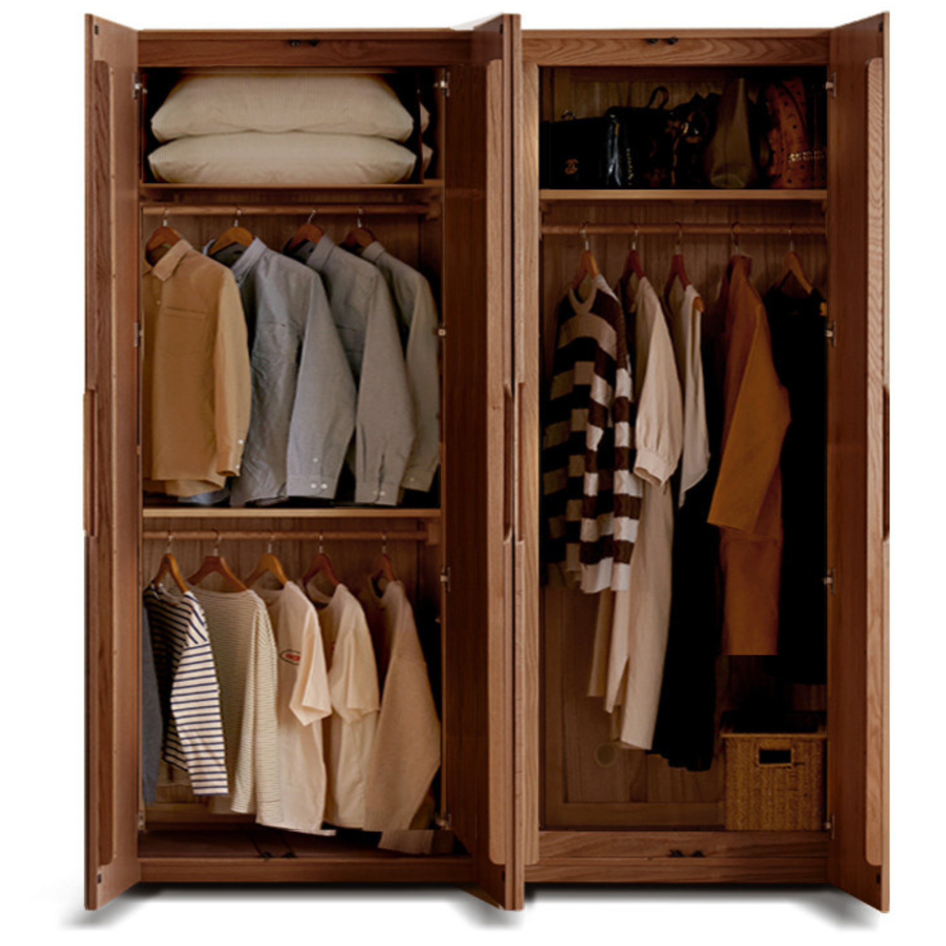 Solid Oak Wood Modern Wardrobe - Stylish & Durable Closet for Bedroom, Walk-In Closet, or Guest Room Storage