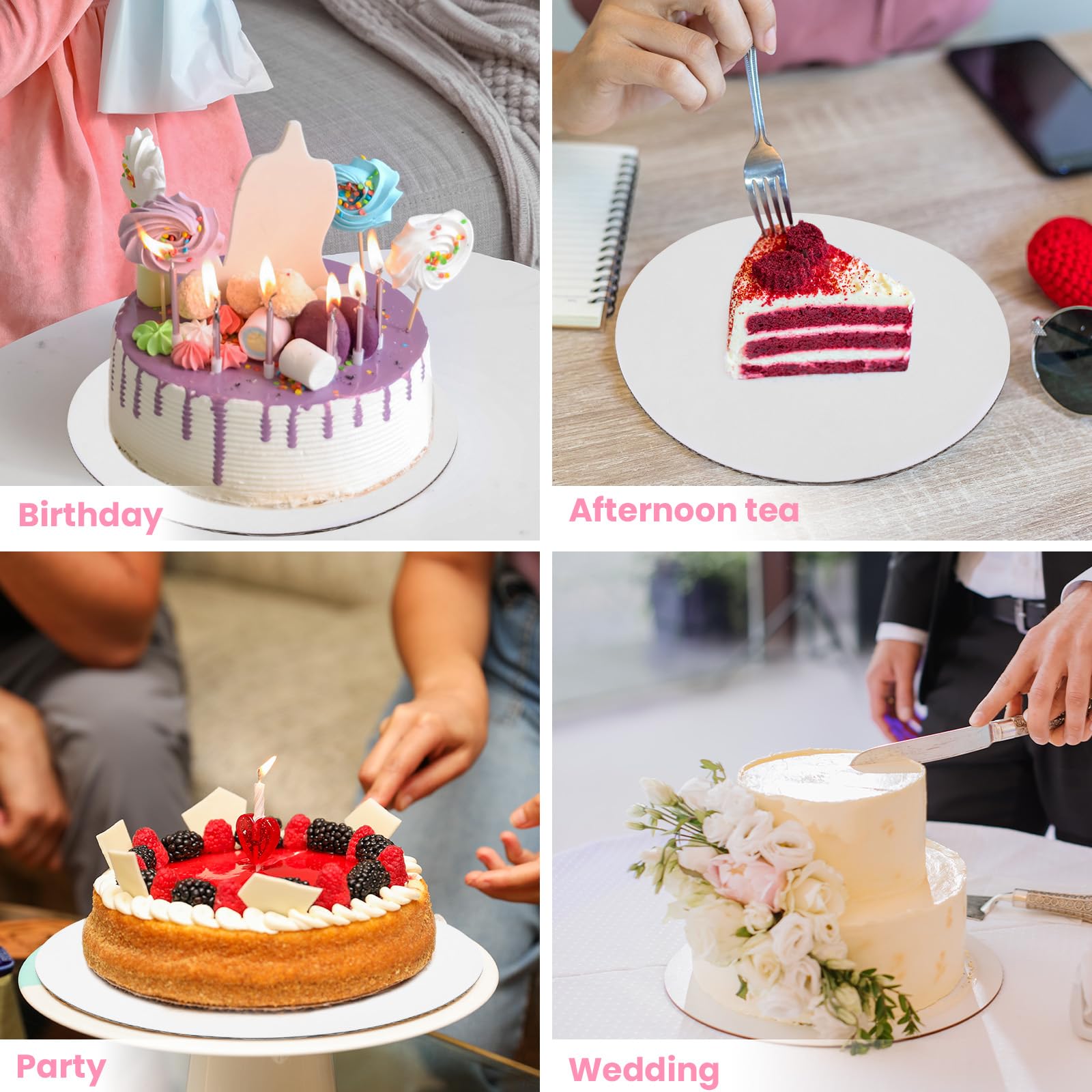 Yimomoyi 10-Pack Premium 10-Inch Round Cake Boards - 3mm Thick Reusable Cardboard Cake Trays for Baking, Wedding Cakes, Birthday Parties & Professional Cake Decorating | Perfect for Cake Transport, Display & Dessert Serving