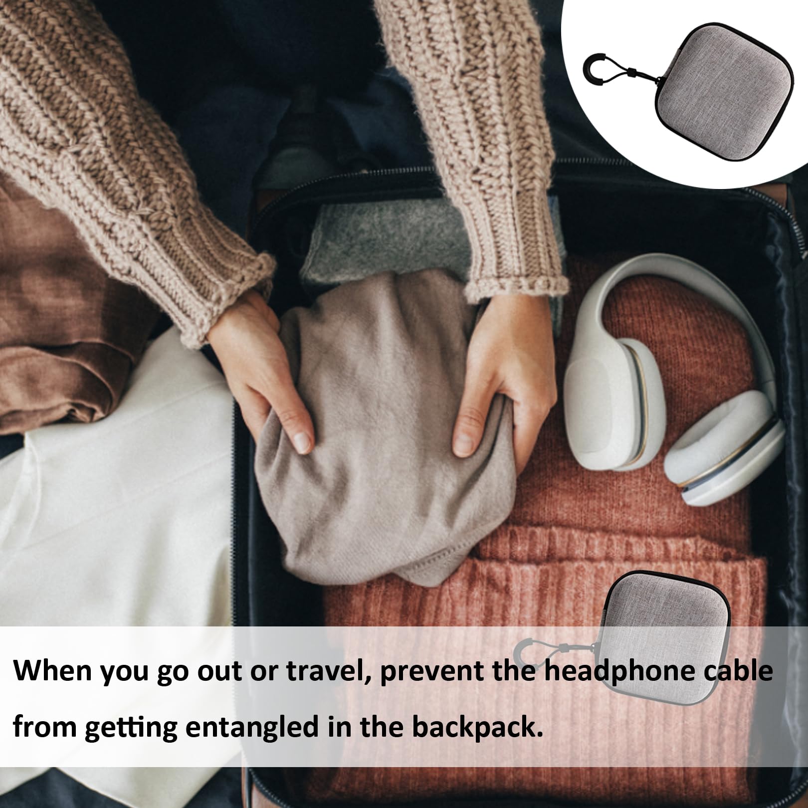 Premium Hard Shell Headphone Case - Durable Protective Storage Bag for Wired & Wireless Earphones, Portable Zippered Carrying Pouch for Travel, Gym, Office & Daily Use