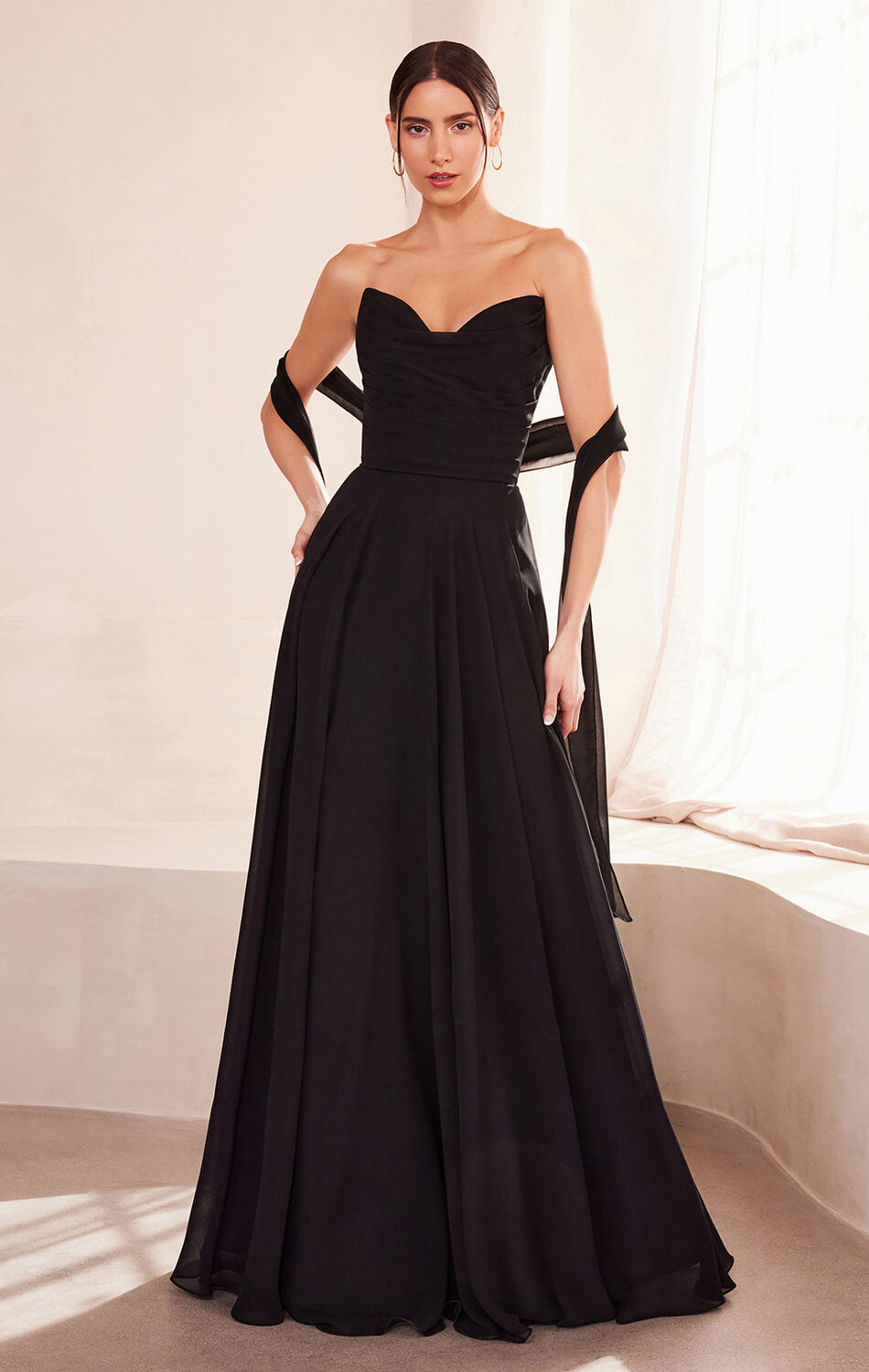 Ella Gown - A-Line Strapless Chiffon Wedding Dress for Brides | Perfect for Beach Weddings, Evening Galas & Formal Events