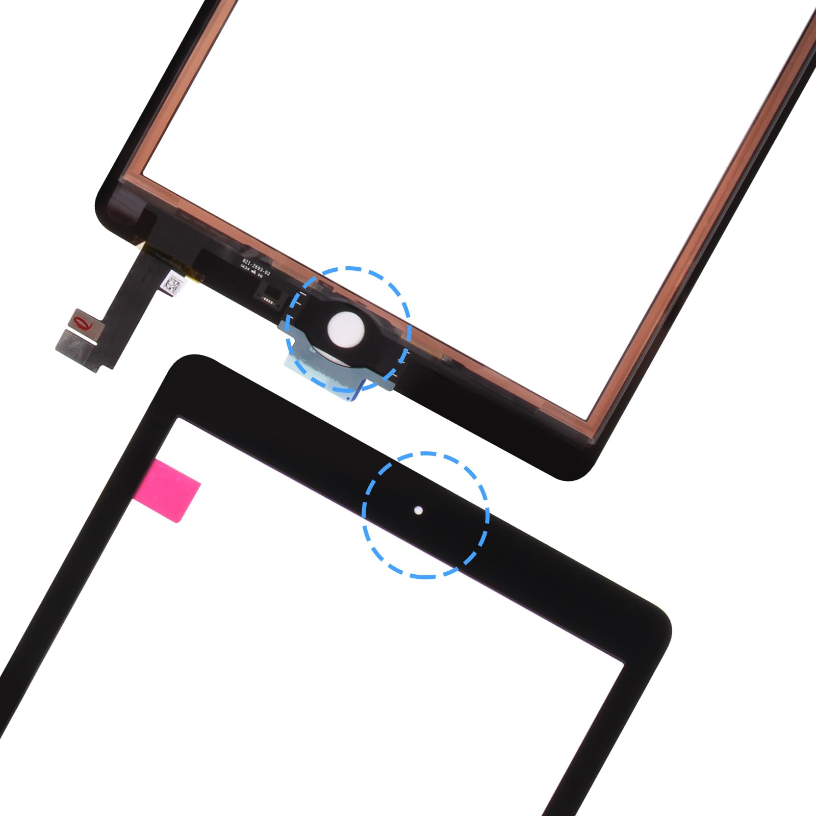 iPad Air 2 Touch Screen Digitizer Replacement - 9.7 Inch Tempered Glass Screen Protector & Repair Kit for iPad 6th Gen A1566 A1567 (Black) - Perfect for DIY Screen Repair at Home or Office
