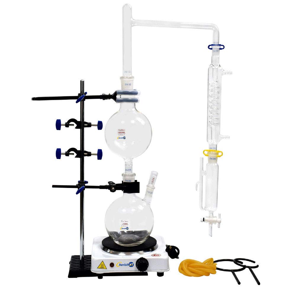 Premium 1000ml Borosilicate Glass Essential Oil Distiller Kit - Steam Distillation Apparatus for Pure Oil Extraction, Lab Glassware & Water Purifier - Perfect for Aromatherapy, DIY Skincare & Home Use